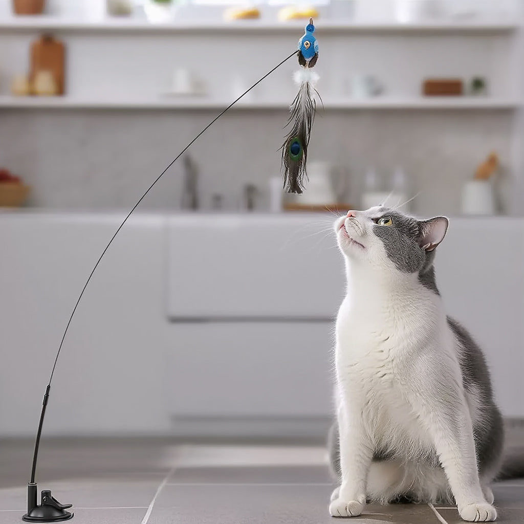 Interactive Cat Toy Bird Teaser with Suction Cup