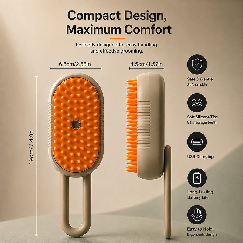 Steam cat brush for soft and clean fur