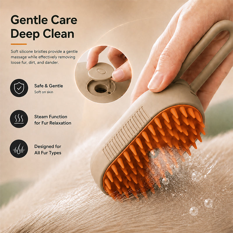 Soft steam brush removing loose cat hair