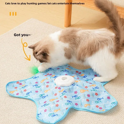 Interactive Cat Toy With Automatic Feather Teaser