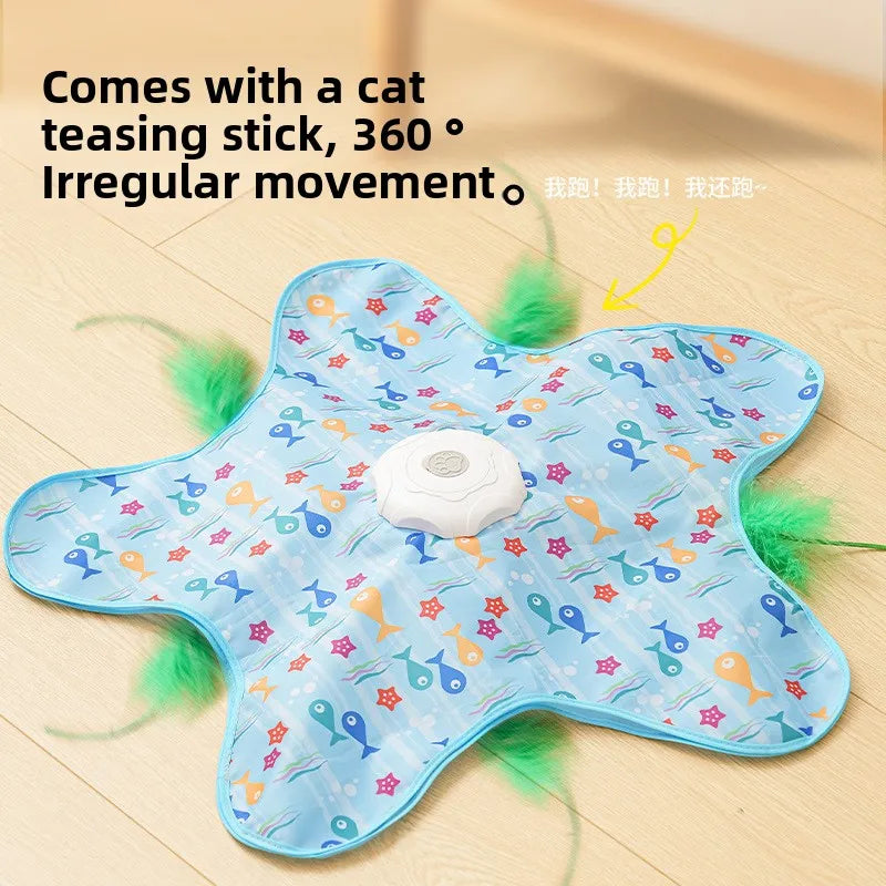 Interactive Cat Toy With Automatic Feather Teaser