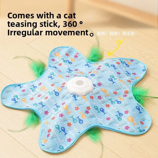 Interactive Cat Toy With Automatic Feather Teaser