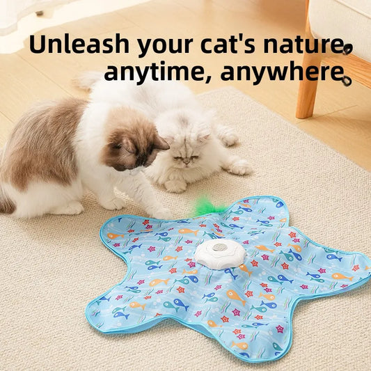 Interactive Cat Toy With Automatic Feather Teaser