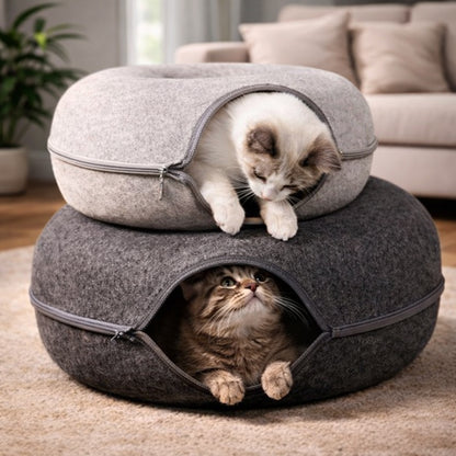 Cat donut bed cave 2 in 1 cozy plush design