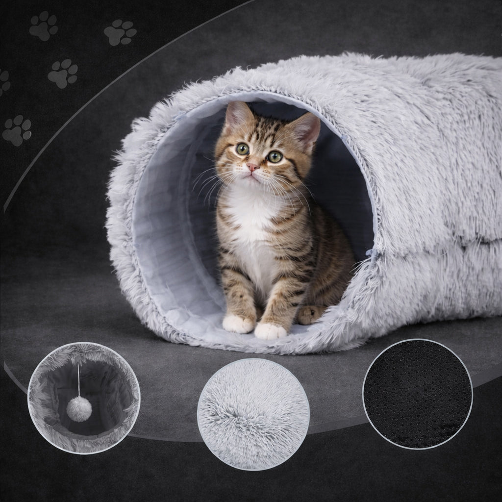 Soft cat tunnel bed for hiding and sleeping
