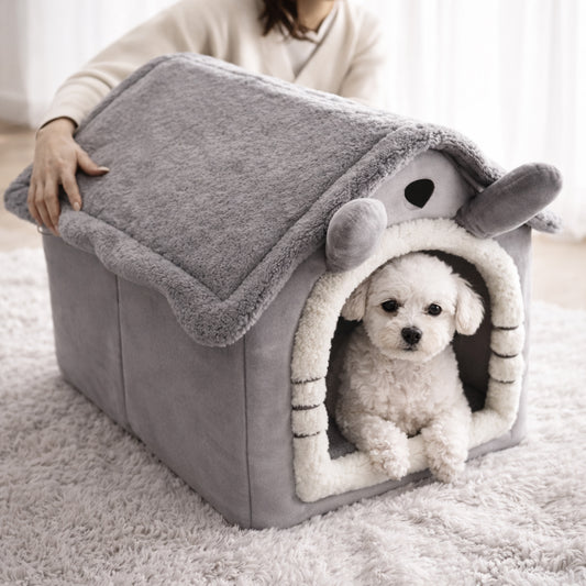 Dog cave bed cozy pet house for small dogs