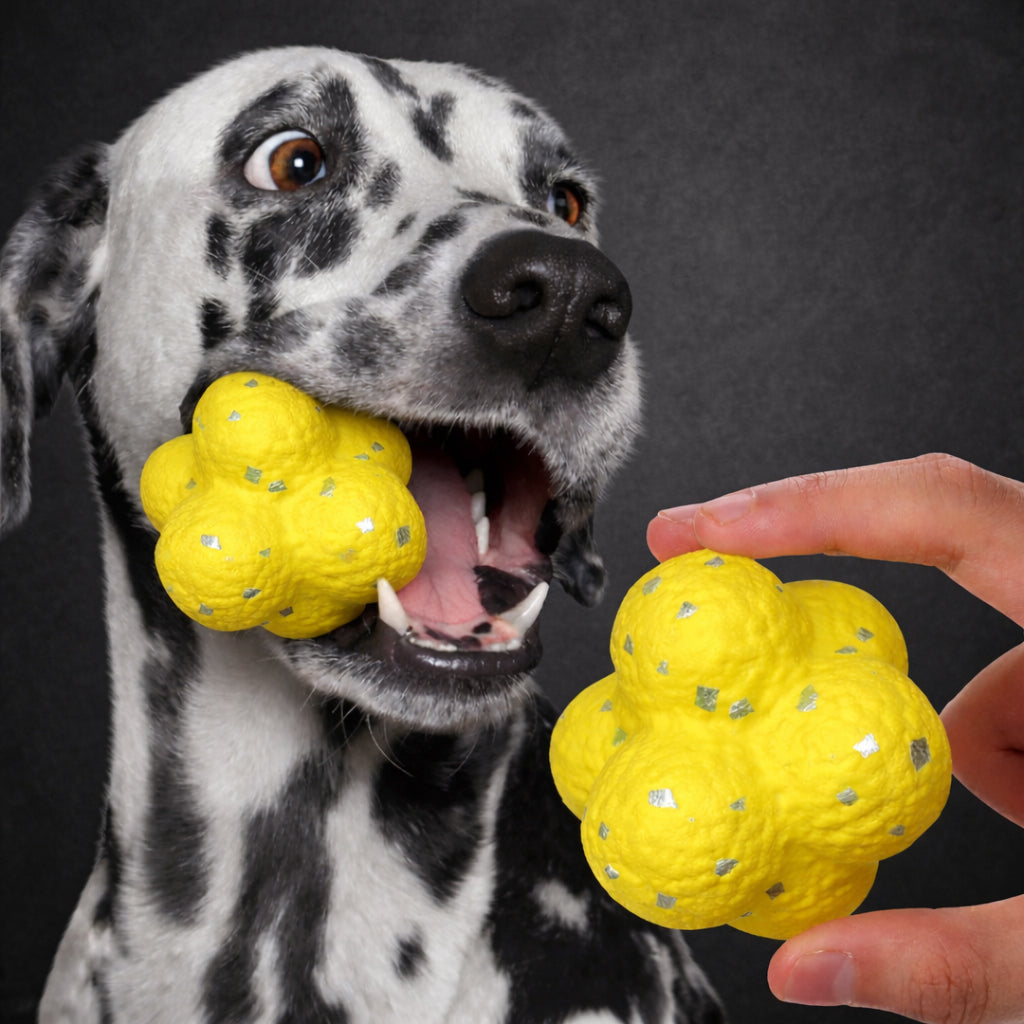 Interactive dog ball with unpredictable bounce