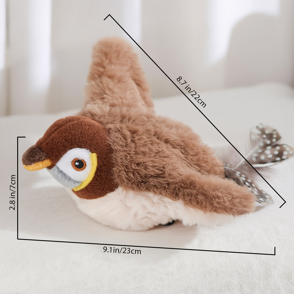 Interactive bird cat toy with flapping wings and sound