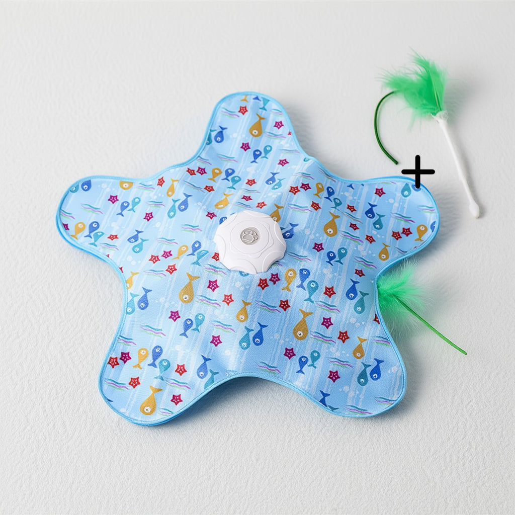 Electronic cat toy with invisible feather teaser