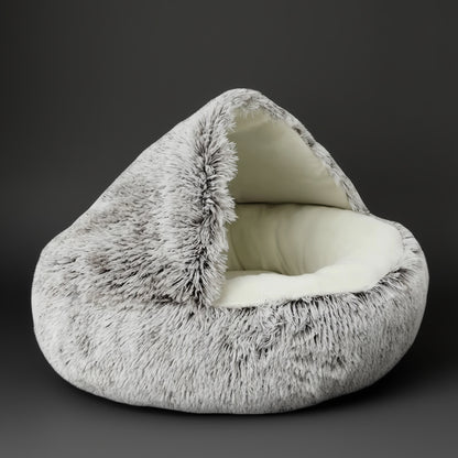 Comfortable plush cat bed with soft mattress