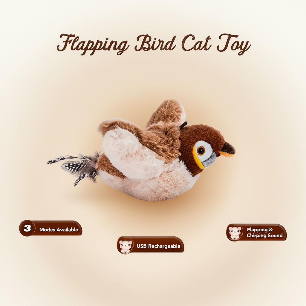 Plush cat toy bird with USB rechargeable battery