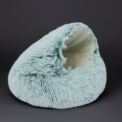 Small dog bed with warm plush fabric