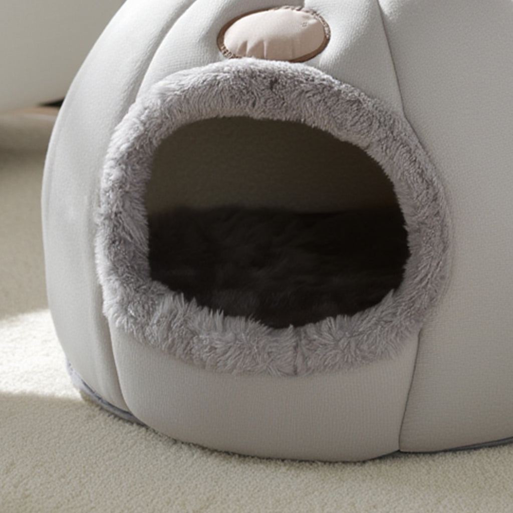 Warm cat cave bed with removable cushion