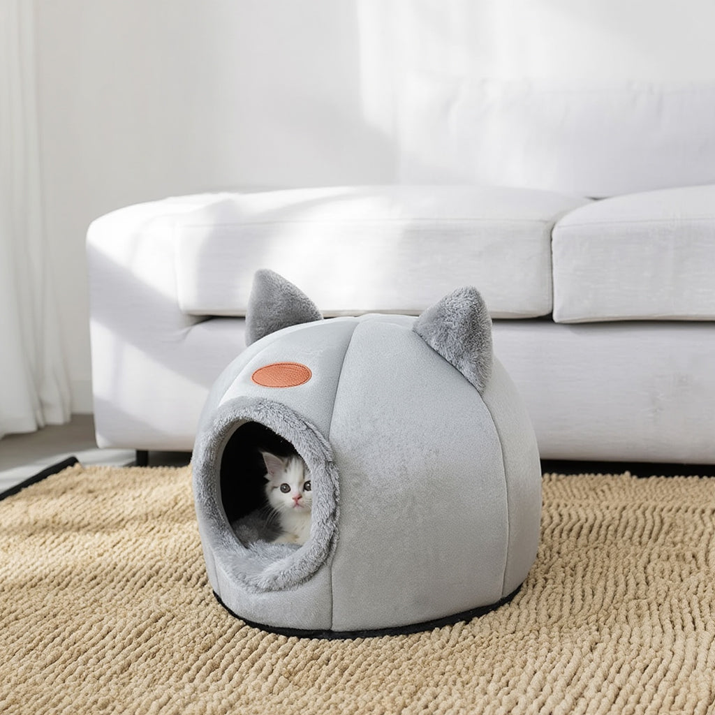 Detachable cat bed house with PP cotton cushion