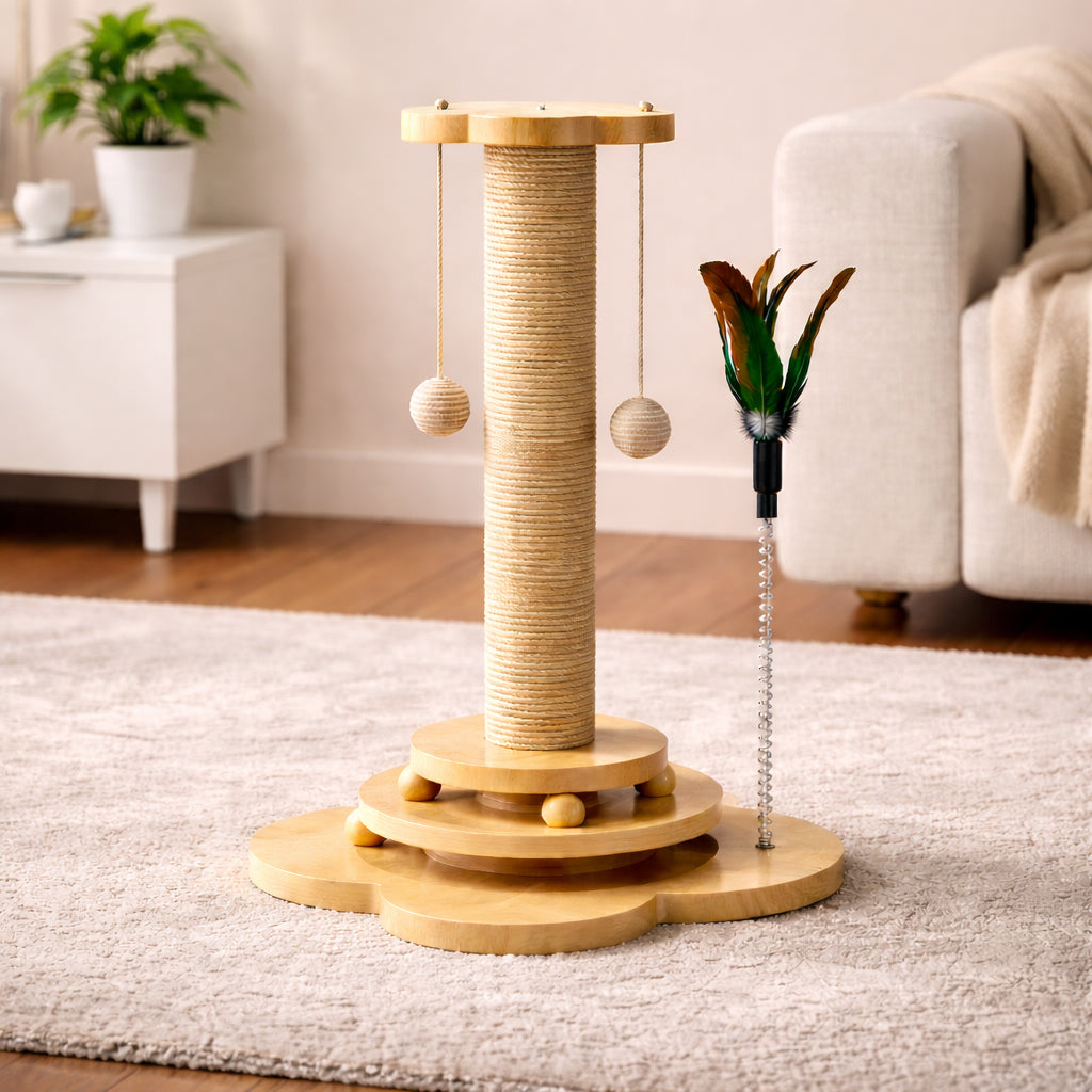 Cat puzzle toy for indoor cats with rolling balls